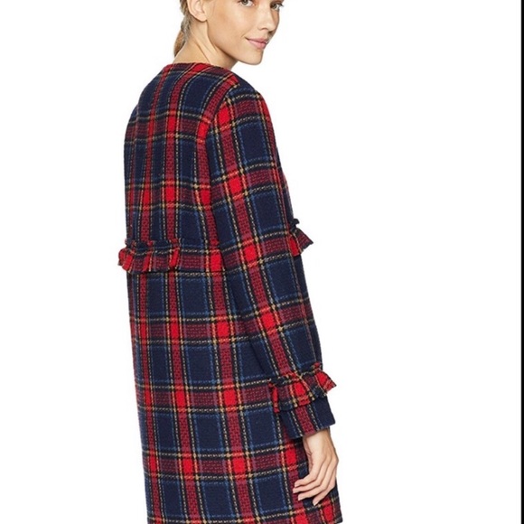 Jack by BB Dakota Swag Out Plaid Ruffle Coat NWT S - Picture 3 of 4